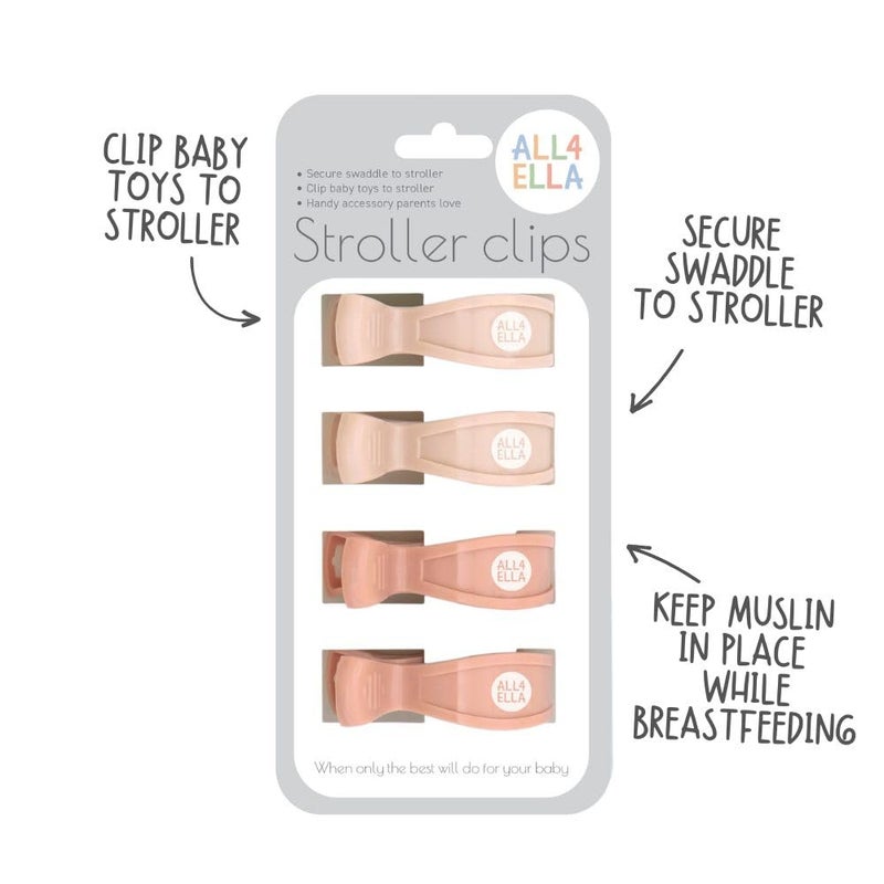 All4Ella Baby Blanket Stroller Clips (4 Pack) | Hooks Muslin to Stroller | Australian Baby Product | Infant/Toddler | Peach/Cream - Image 2